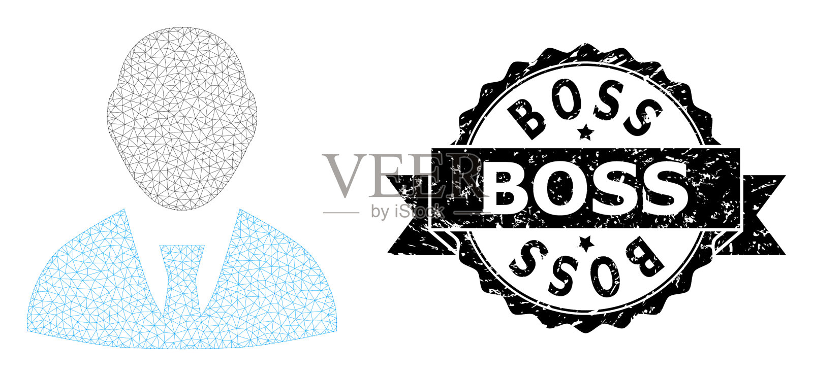 纹理老板缎带印章印章和网状胴体插画图片素材