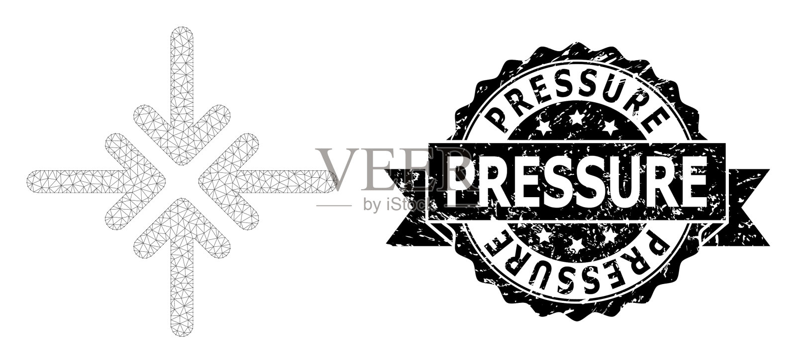 纹理压力缎带密封邮票和网插画图片素材