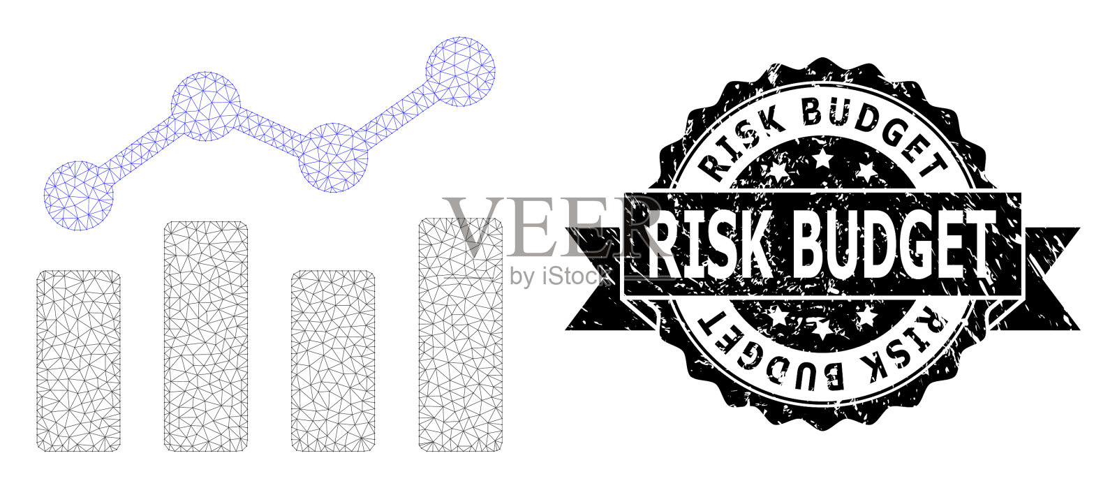 刮风险预算缎带印章印章和网插画图片素材