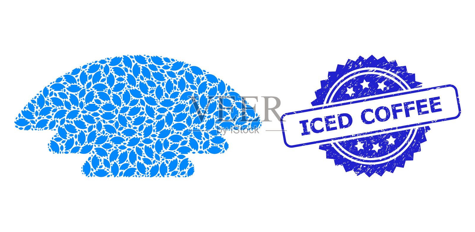 苦恼冰咖啡封印印递归冰插画图片素材