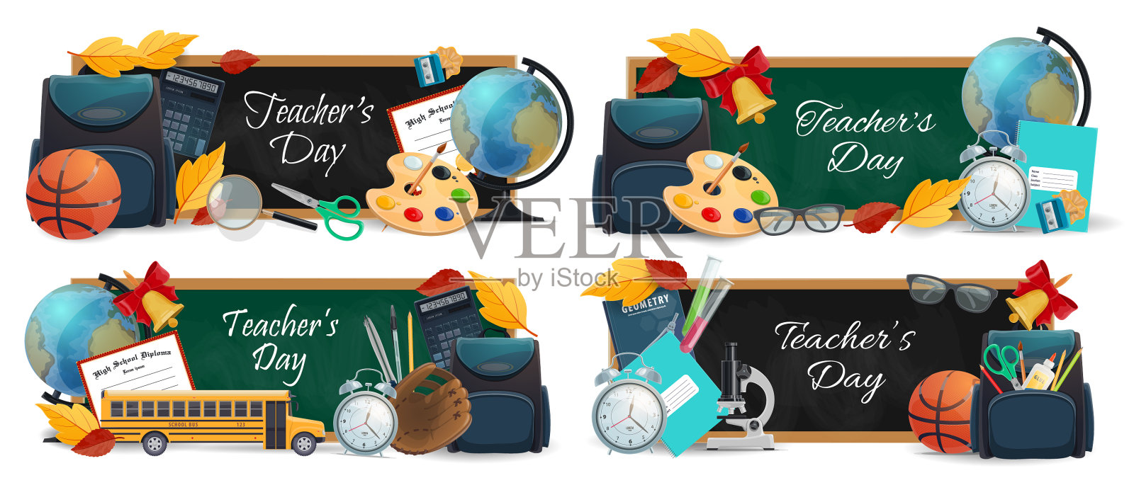 黑板上印有教师节字体的横幅插画图片素材