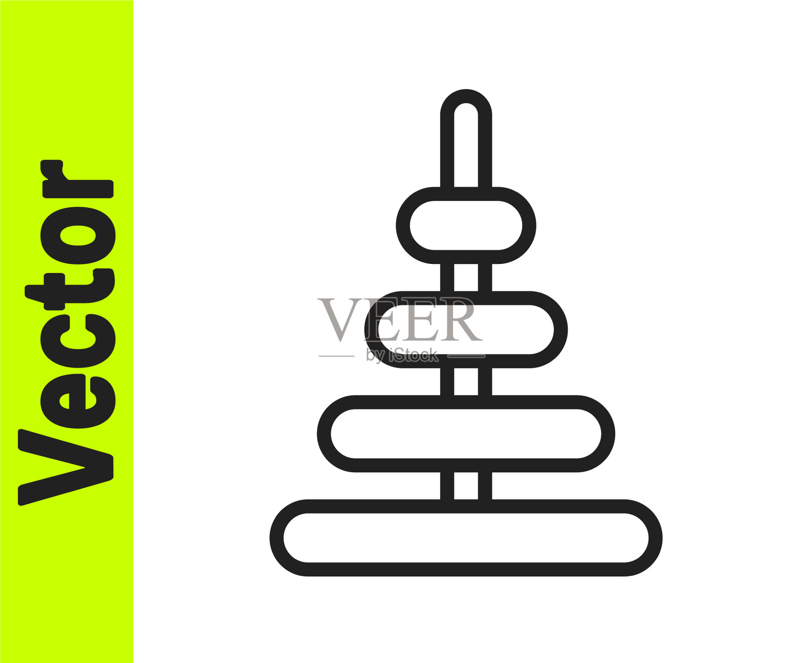 黑线金字塔玩具图标孤立在白色图标素材