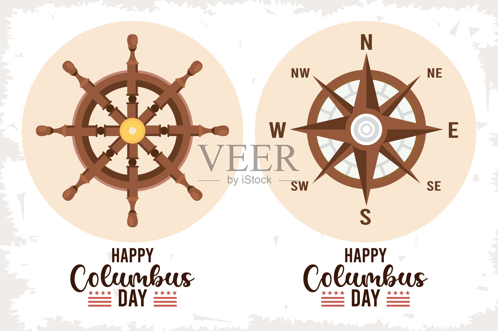 哥伦布日庆典用船舵插画图片素材