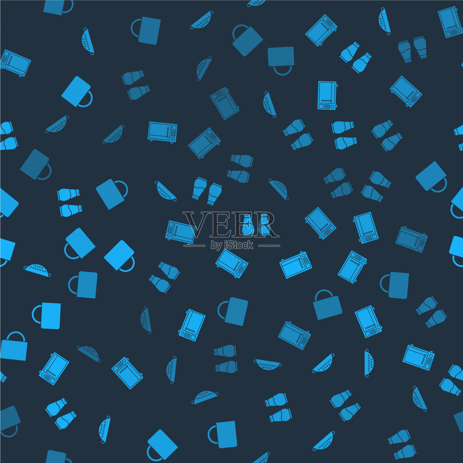 放置厨房滤锅,微波炉盐和胡椒图标素材