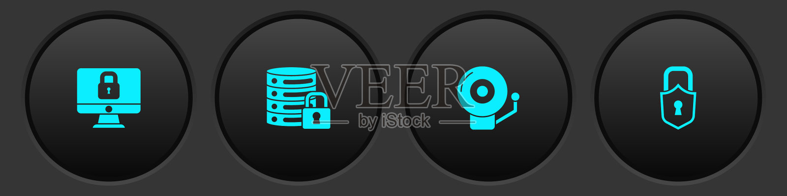 设置计算机监控服务器安全锁定与图标素材