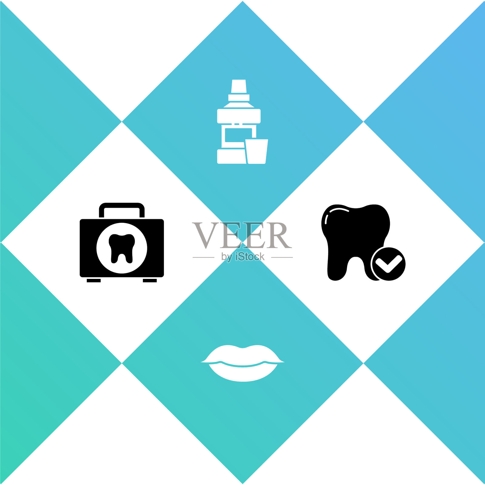 急救箱微笑嘴唇漱口瓶图标素材