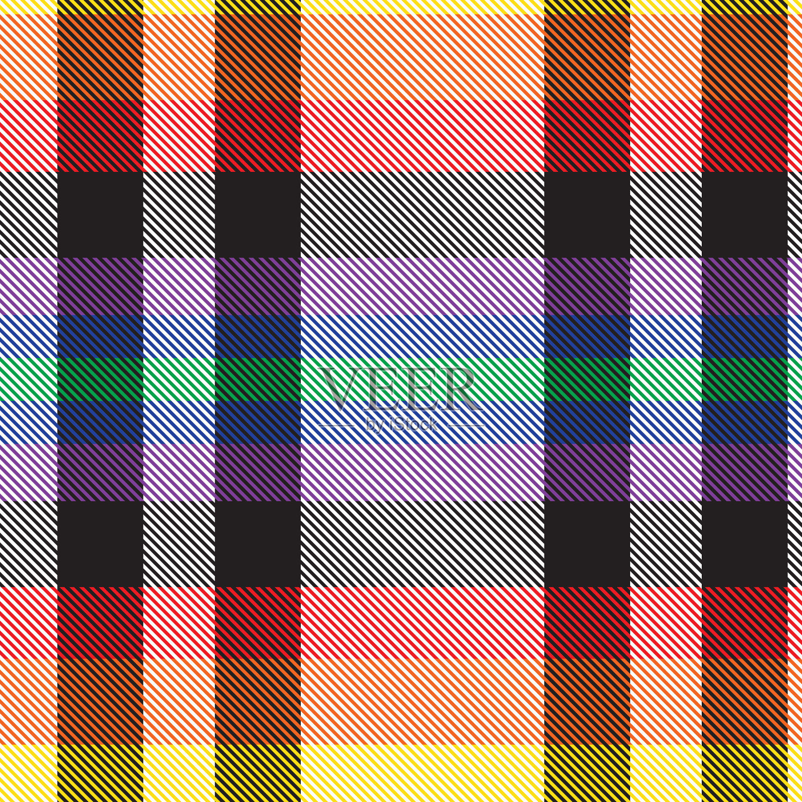 彩虹峡谷格子纹理无缝图案插画图片素材