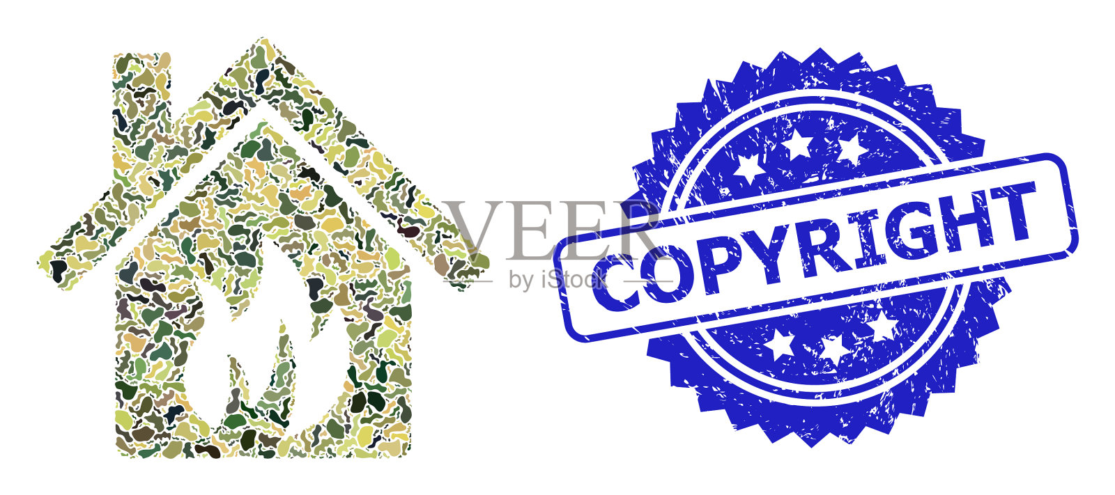 遇险版权封印和军用伪装插画图片素材