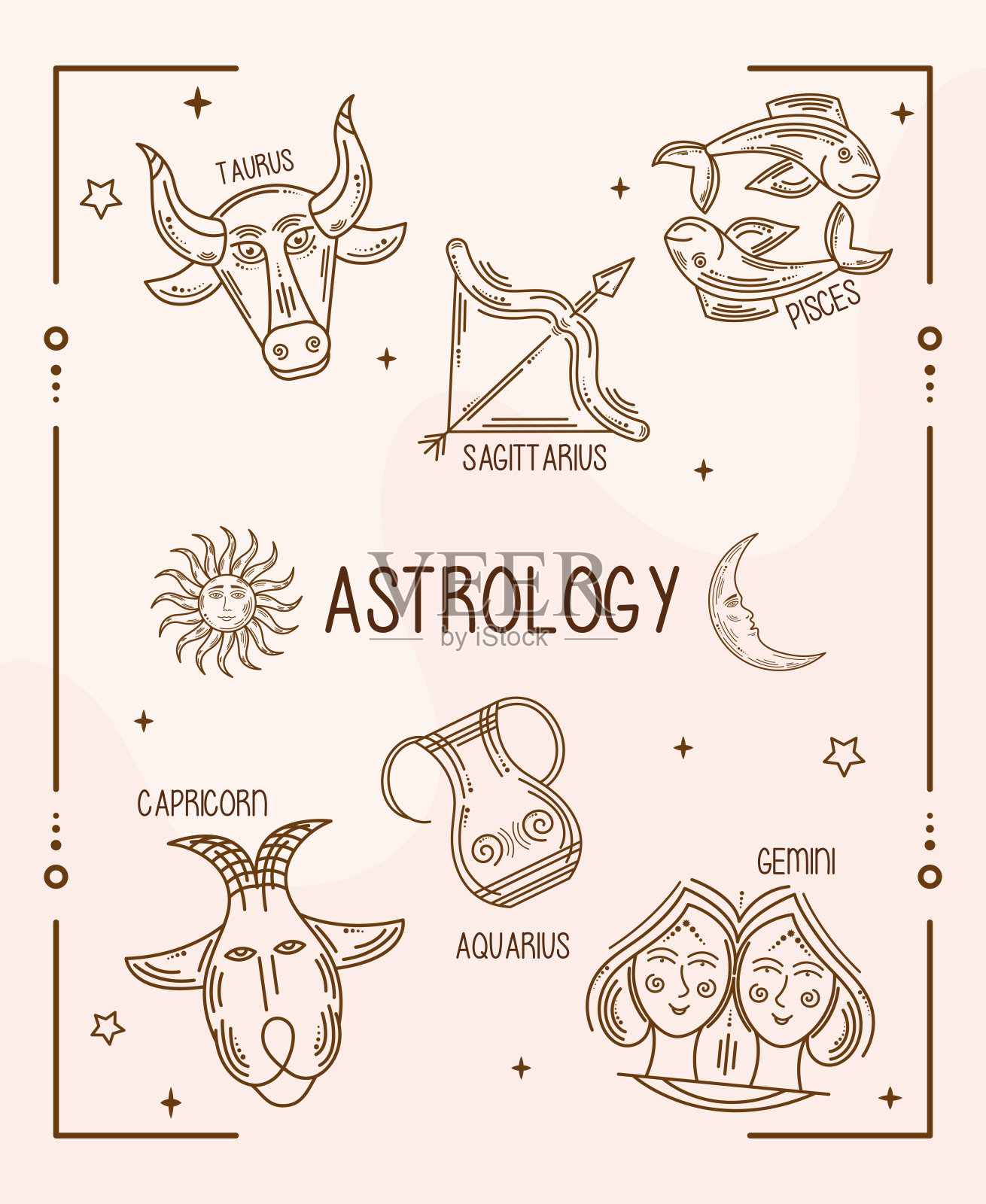 八个星座符号插画图片素材