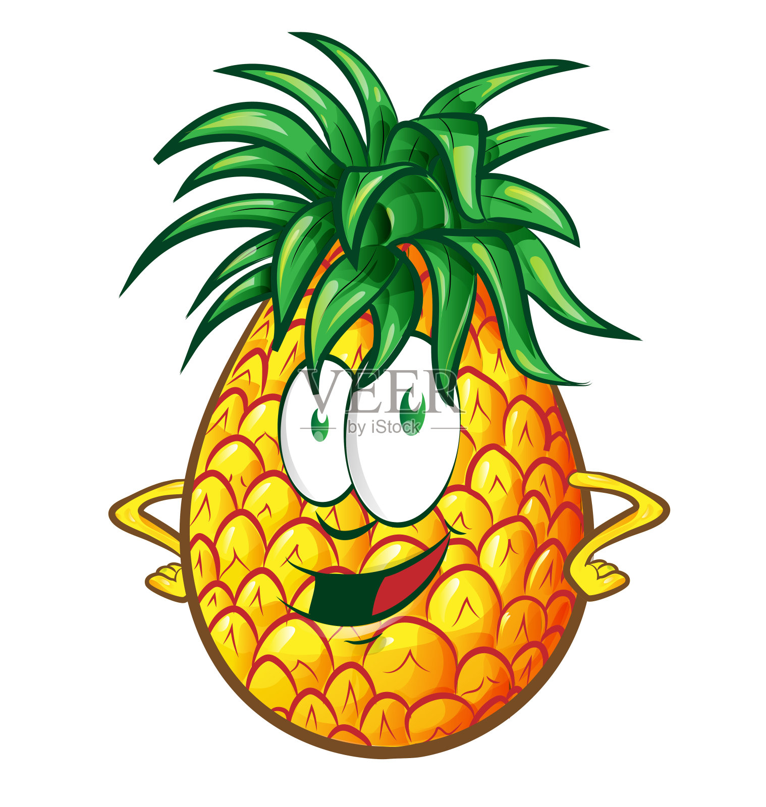 菠萝人物卡通插画设计元素图片