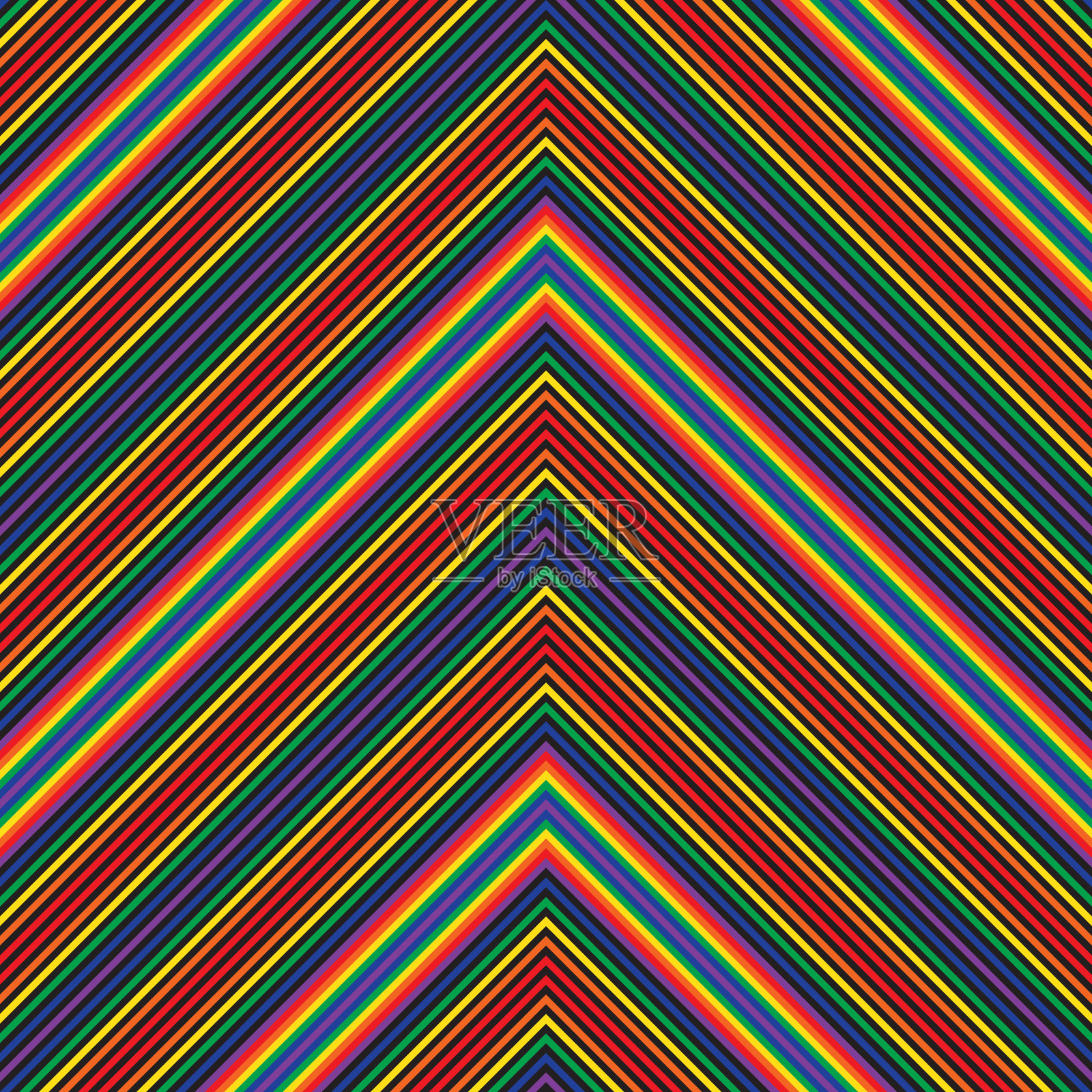 彩虹人字形斜条纹无缝图案插画图片素材