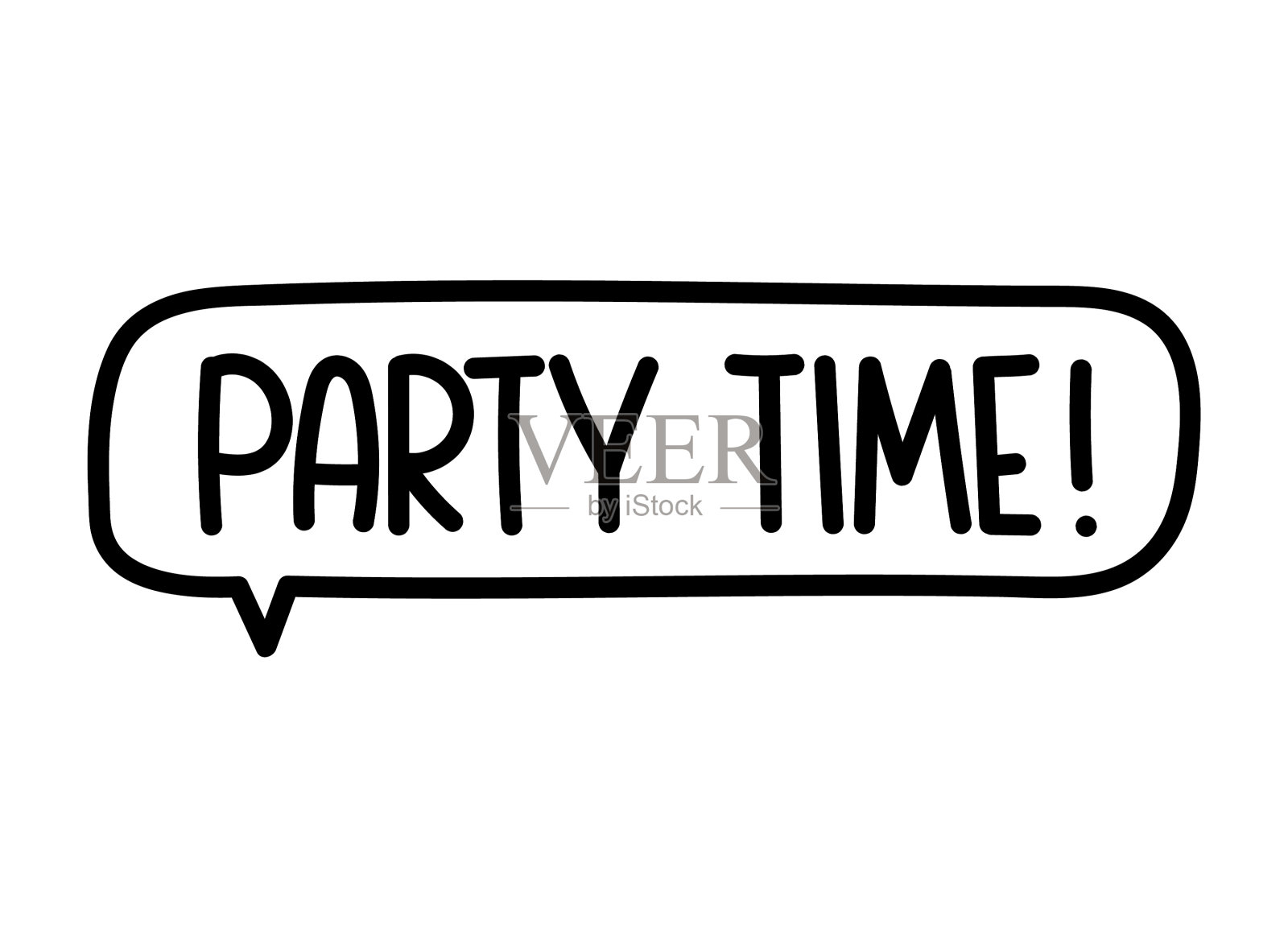 聚会时间手写文字在讲话气泡插画图片素材