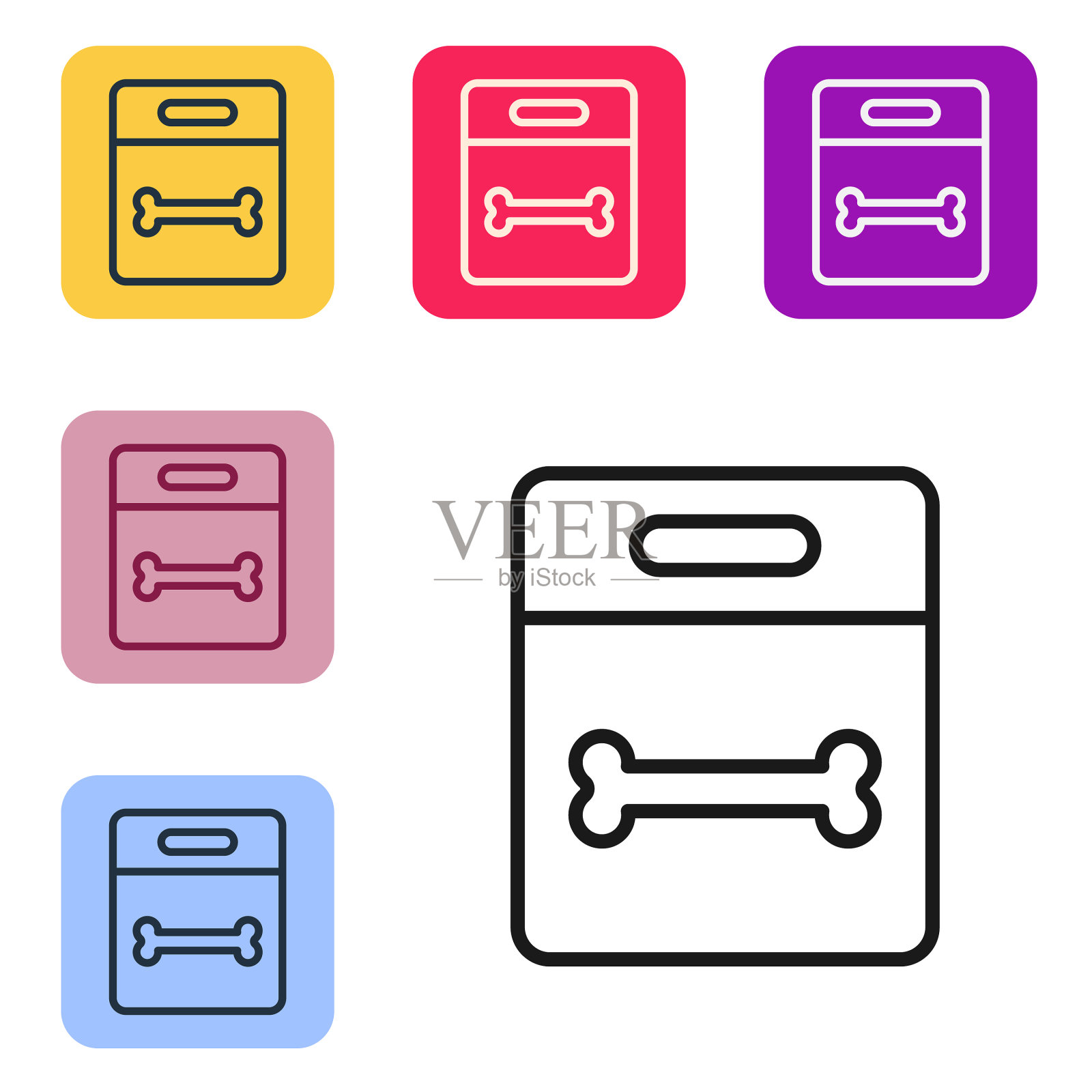 黑线狗骨图标孤立在白色上图标素材