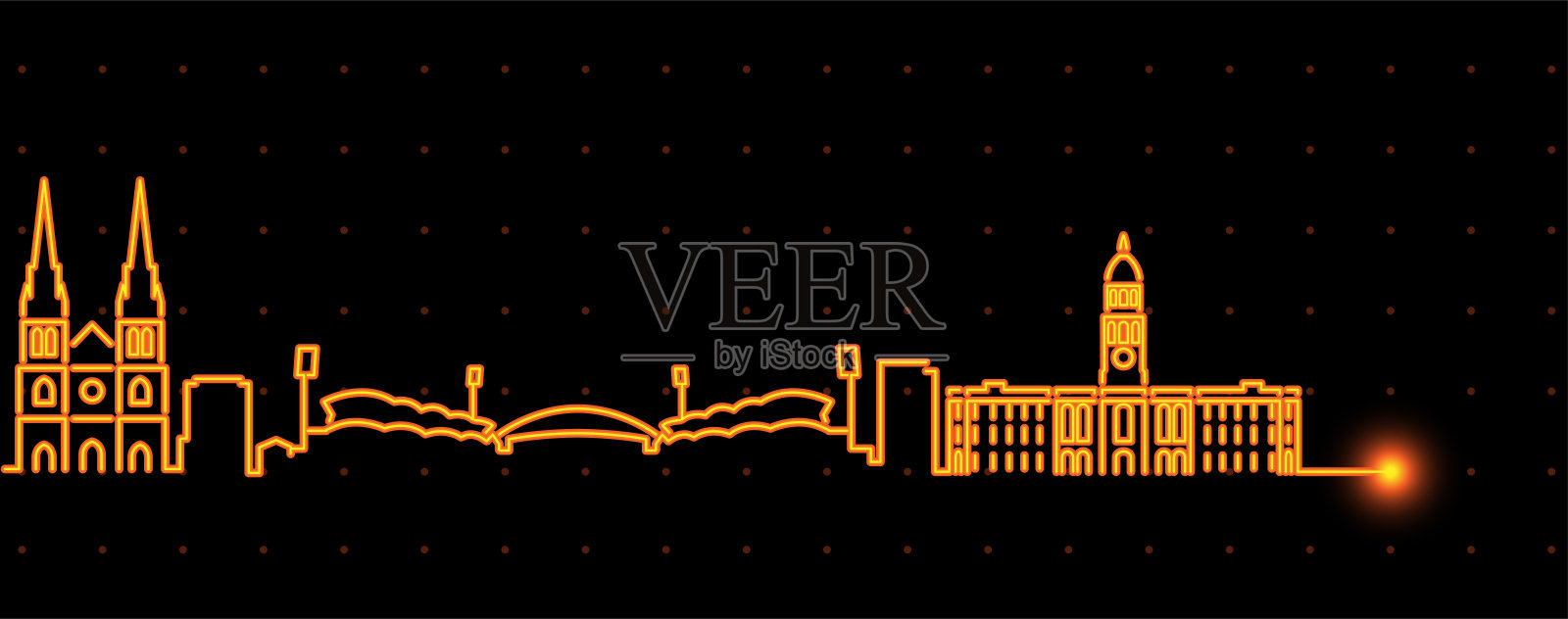 阿德莱德轻条纹天际线轮廓插画图片素材