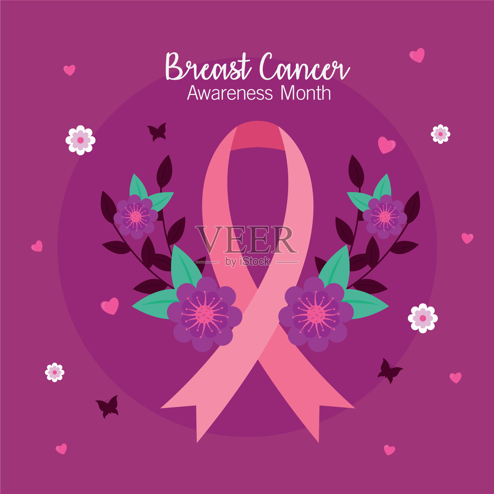 宣传乳腺癌的横幅插画图片素材