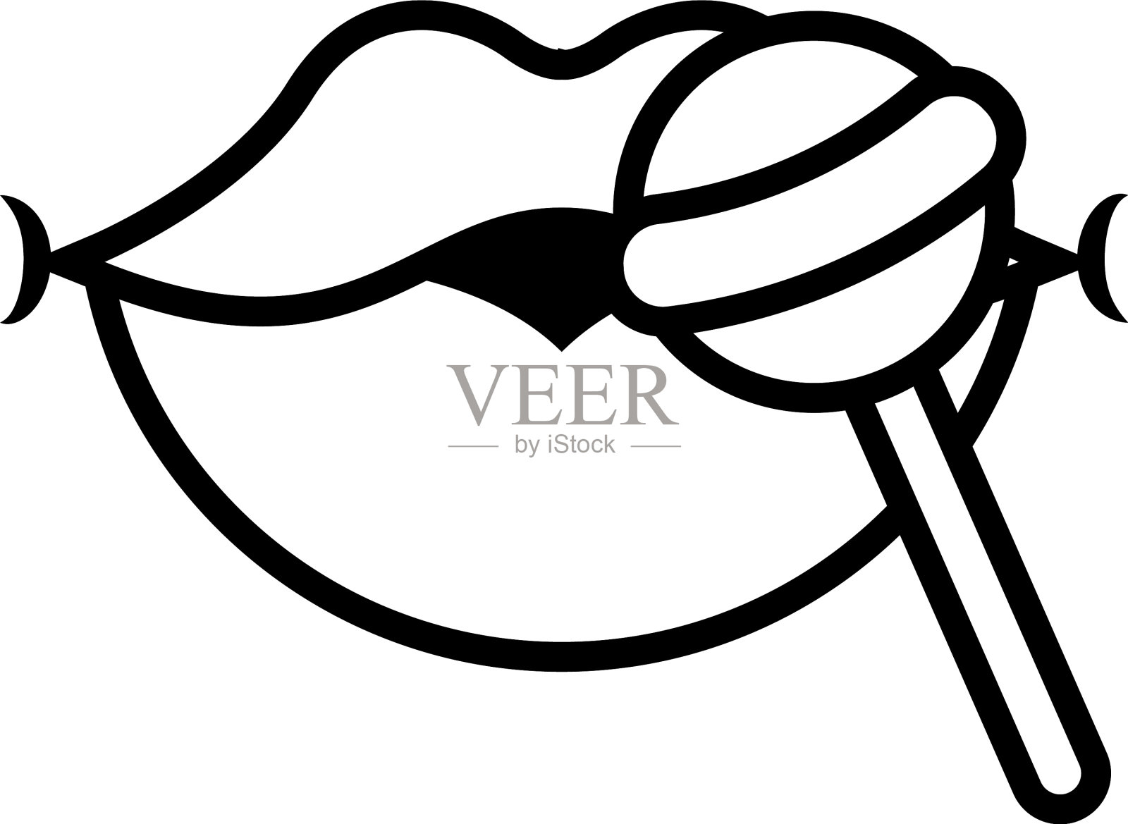 波普艺术嘴用甜糖红棒棒糖线插画图片素材