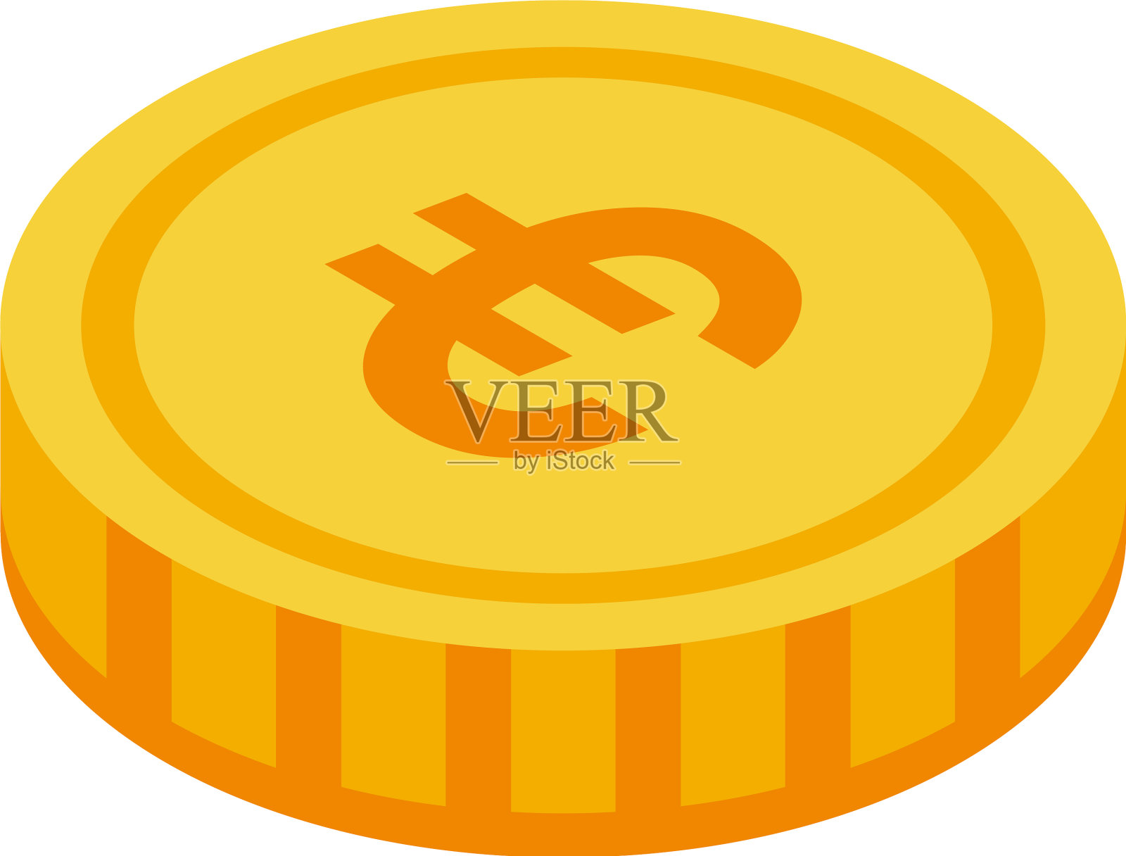 欧元代币图标等距风格插画图片素材