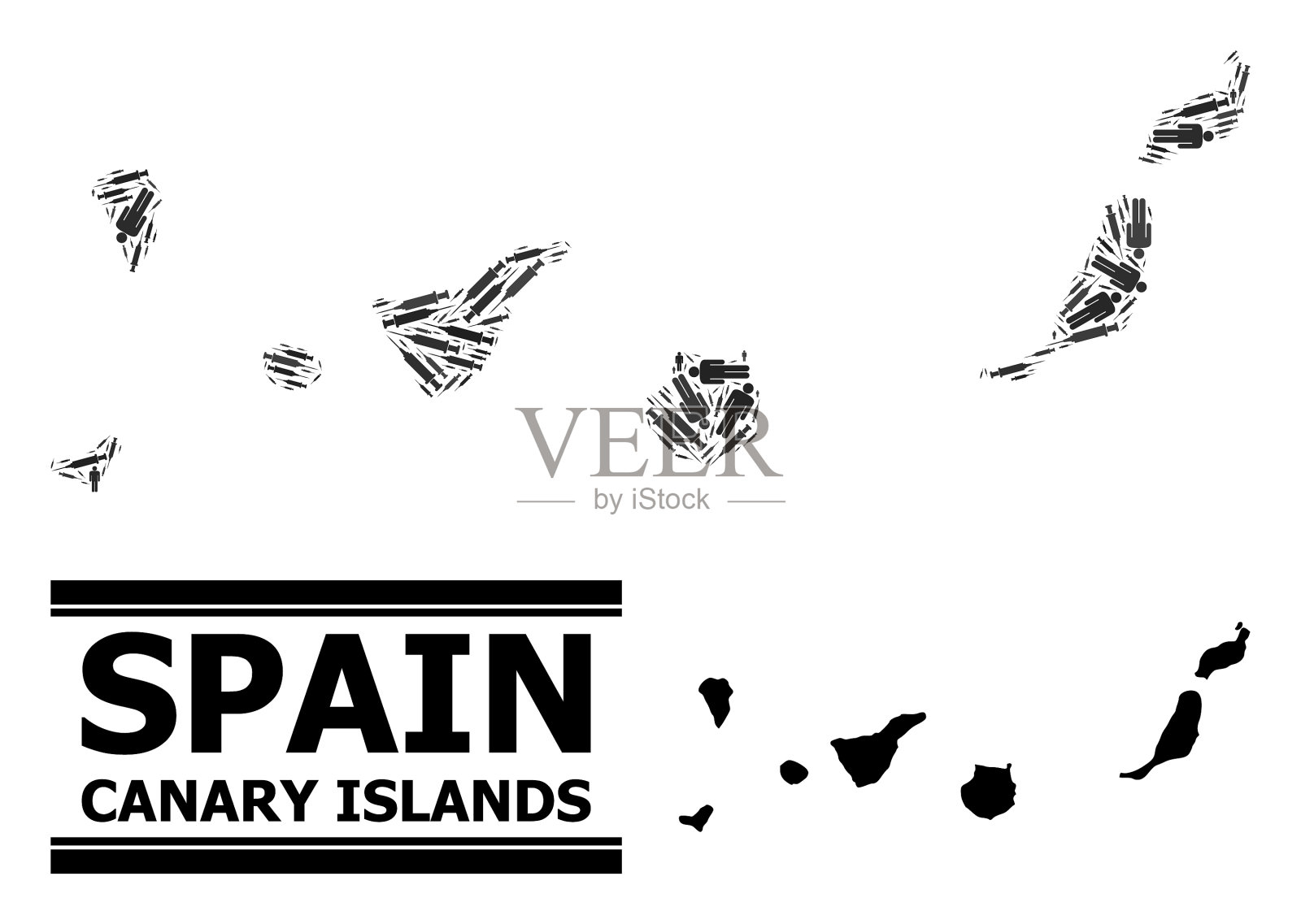 疫苗马赛克地图加那利群岛插画图片素材