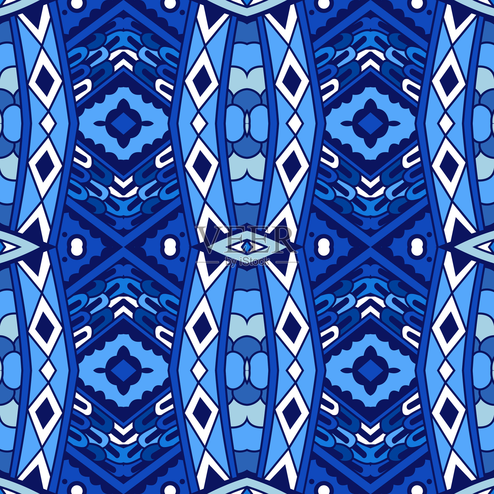 装饰瓷砖纹理印花马赛克东方图案插画图片素材