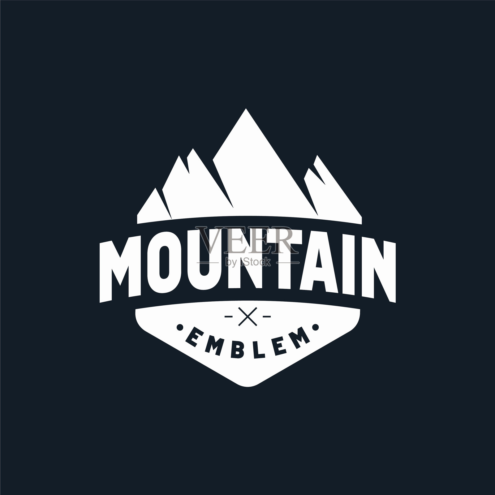 山徽标志黑白色插画图片素材