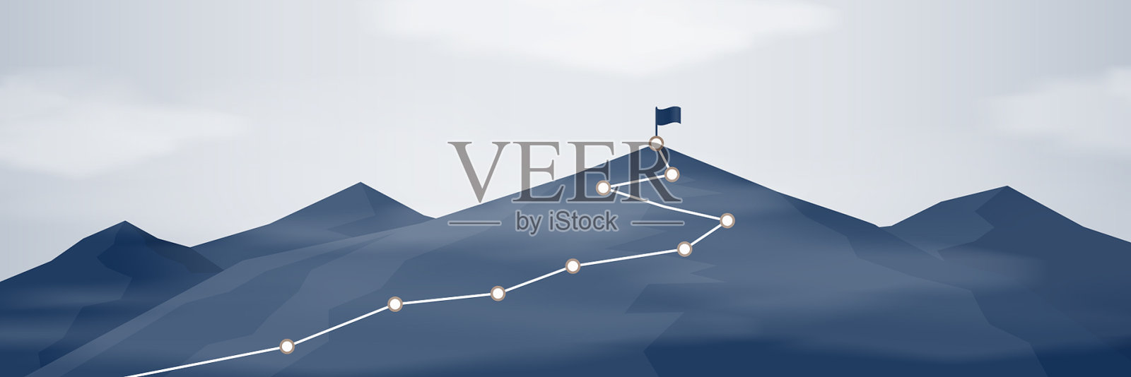 登峰造极之路云雾缭绕插画图片素材