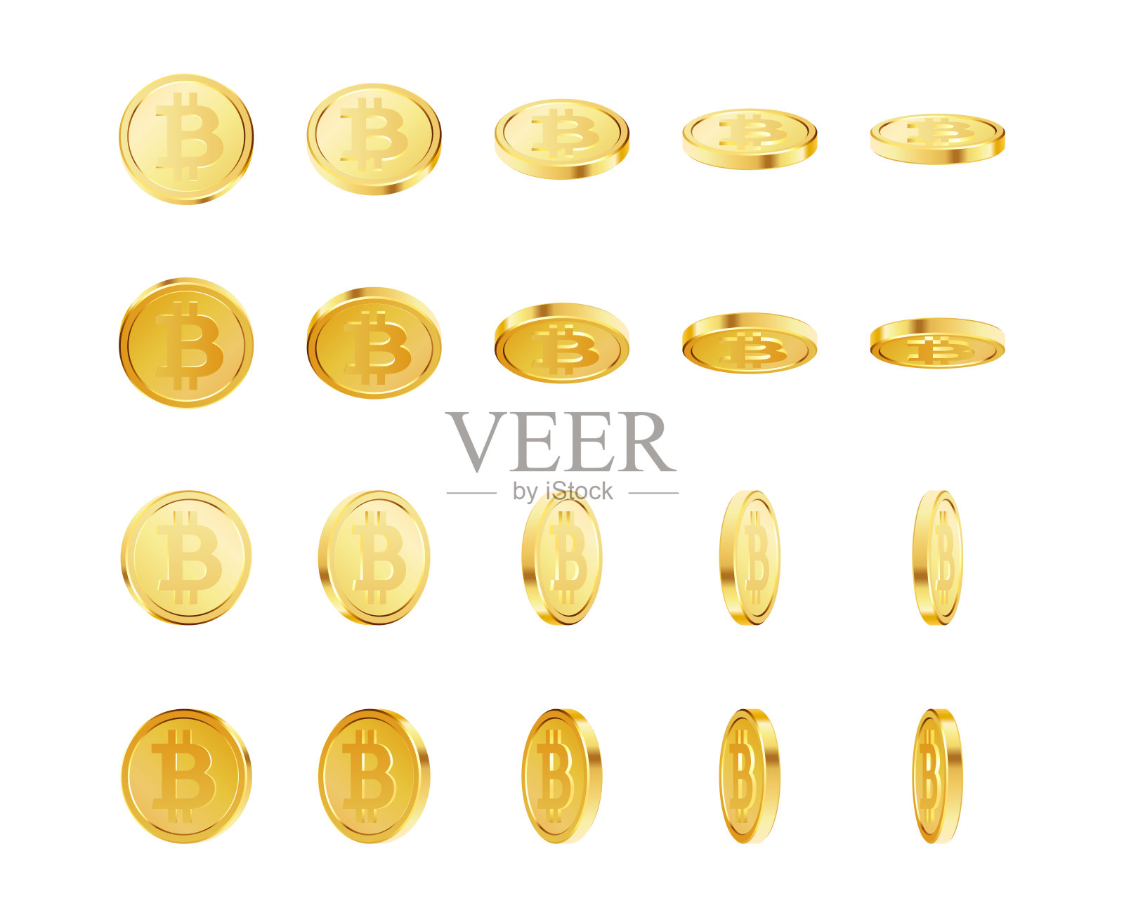 黄金加密货币,加密现金,货币套。比特币的硬币插画图片素材