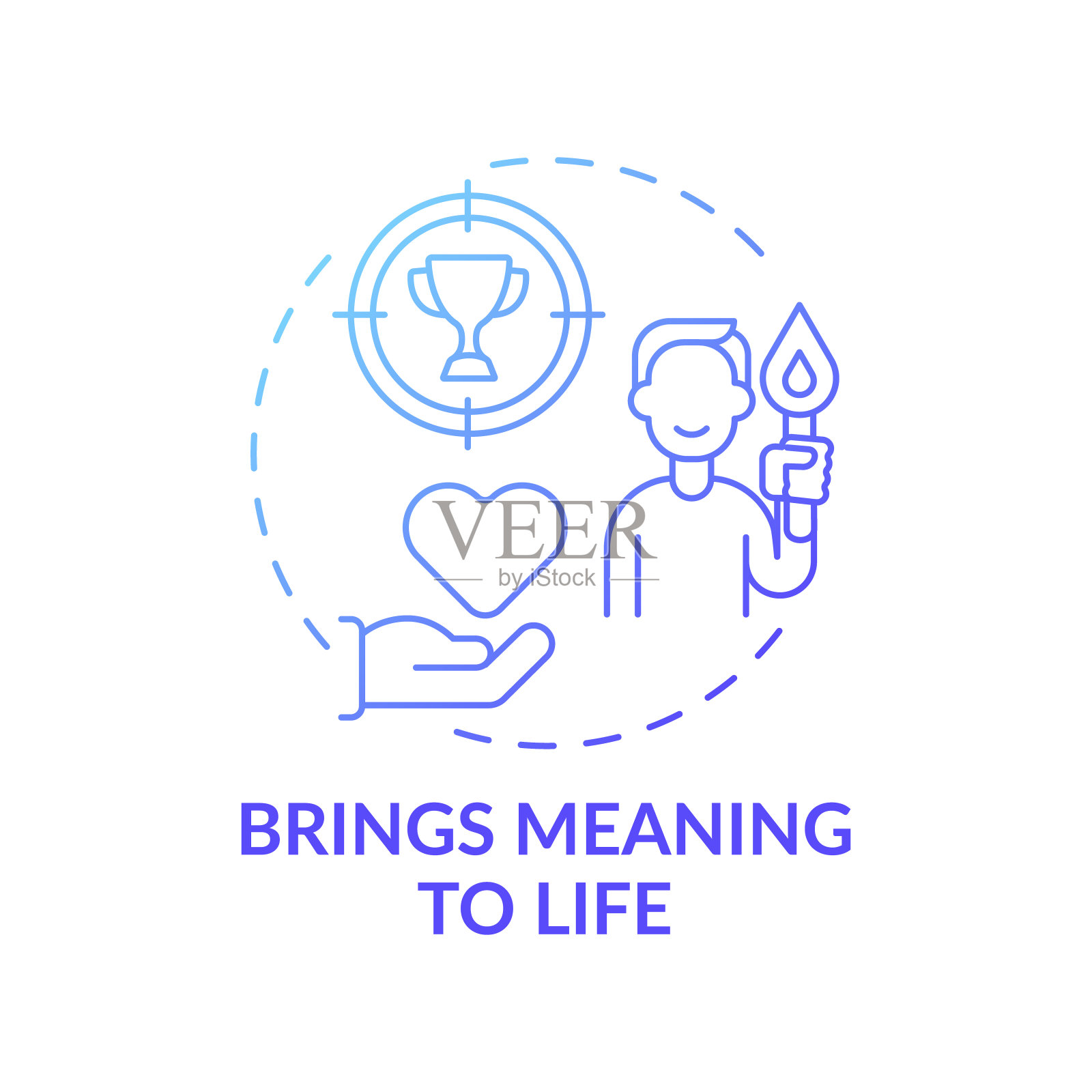 为生活带来意义蓝色梯度概念图标插画图片素材