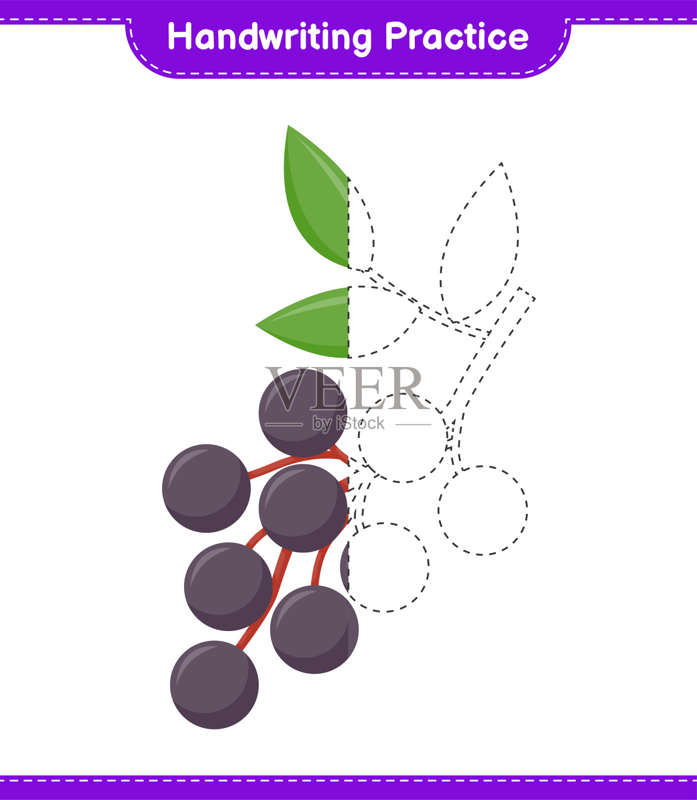 书法练习。追踪接骨木的线条。教育儿童游戏,可打印的工作表,矢量插图插画图片素材