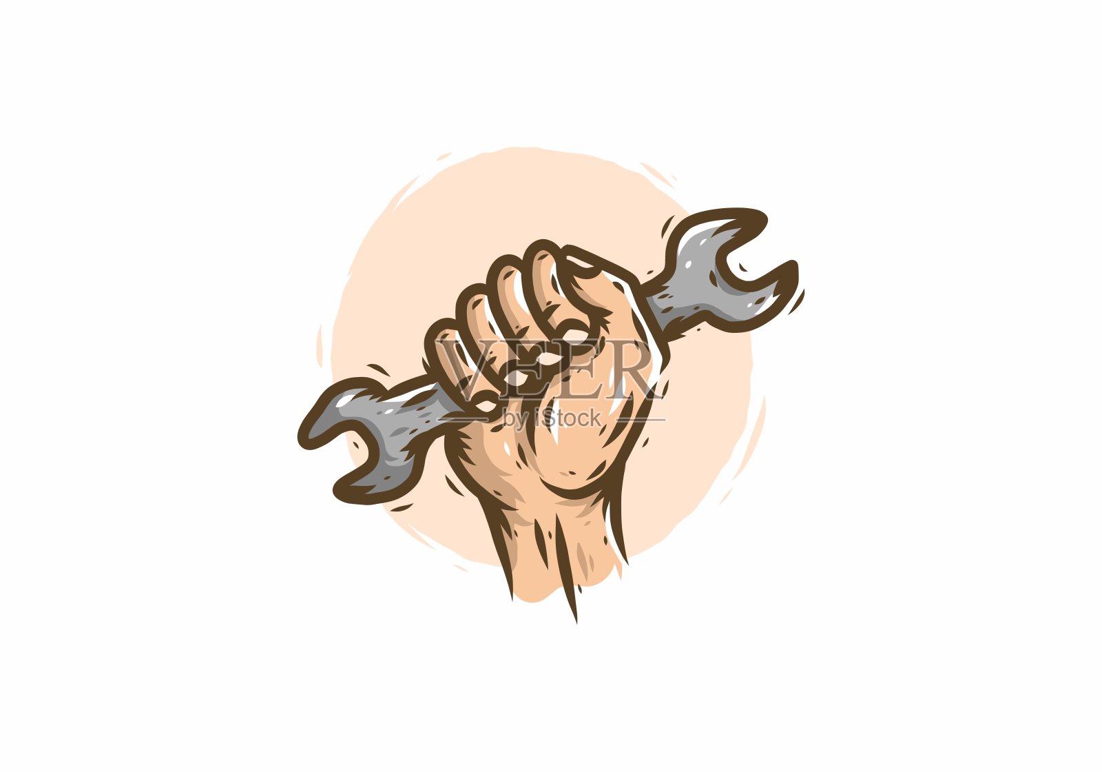 手持扳手绘制插图设计插画图片素材