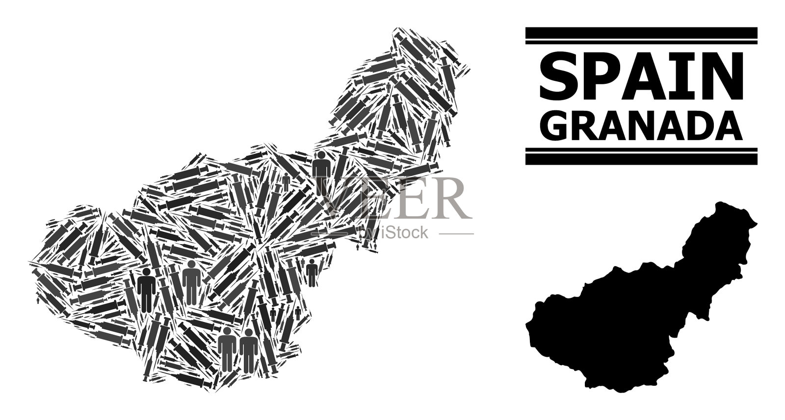 格拉纳达省疫苗马赛克地图插画图片素材
