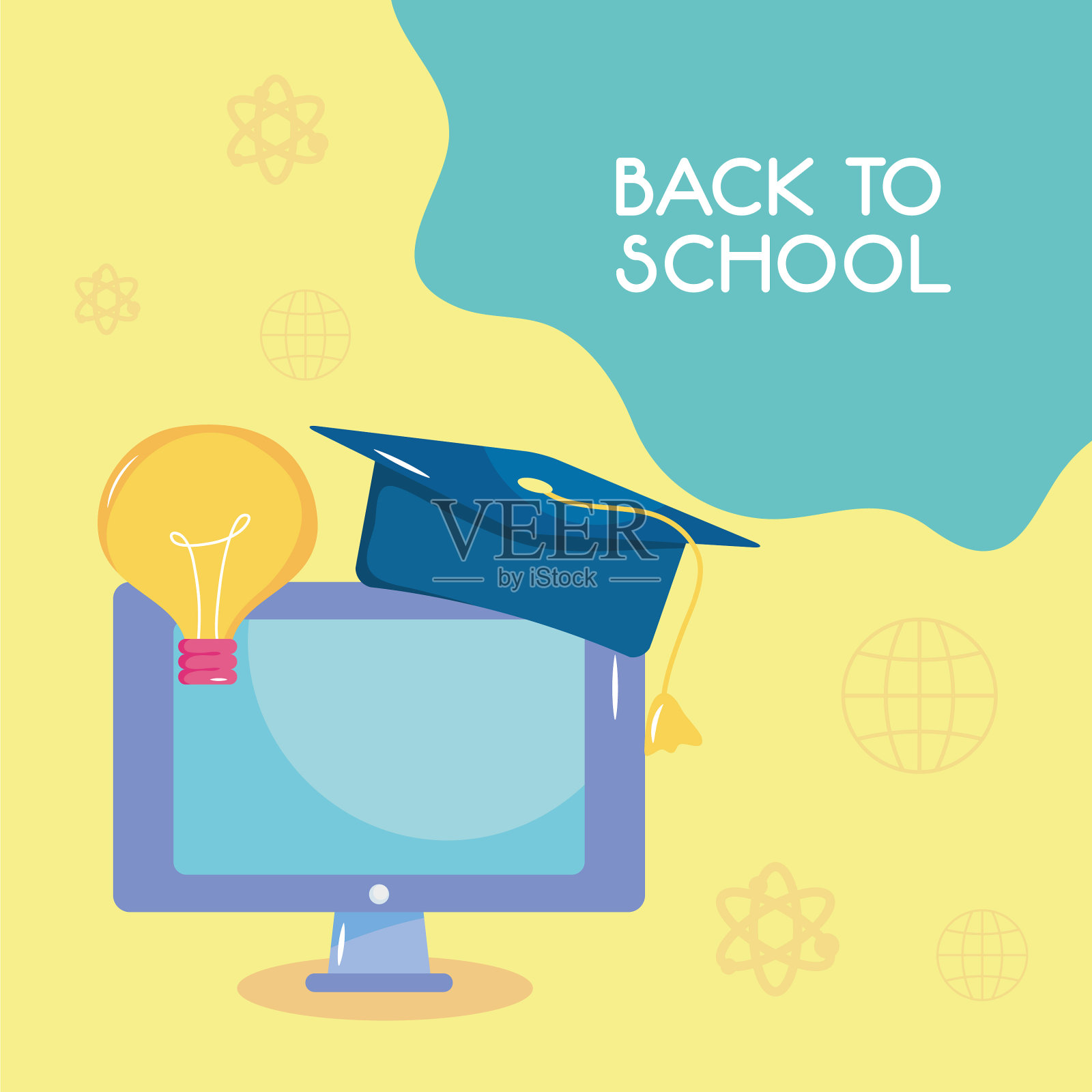 回到学校用电脑设计插画图片素材