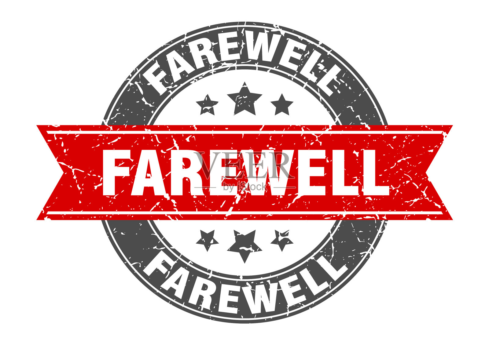 告别圆邮票带标签标志插画图片素材