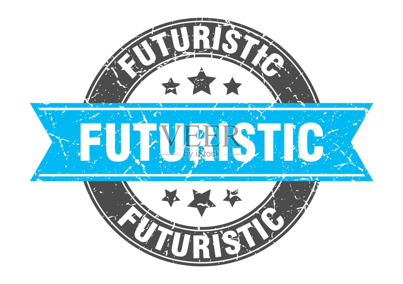 未来圆形邮票与缎带标签标志插画图片素材