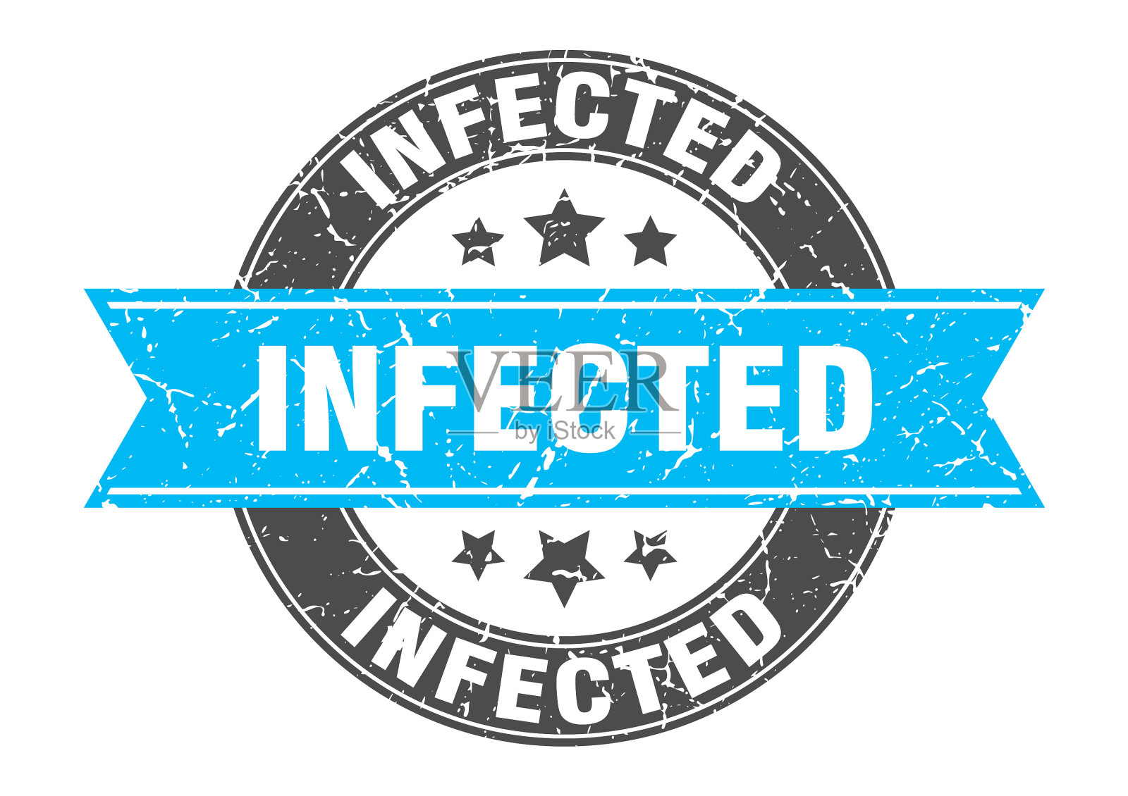 受感染的圆形邮票带标签标志插画图片素材