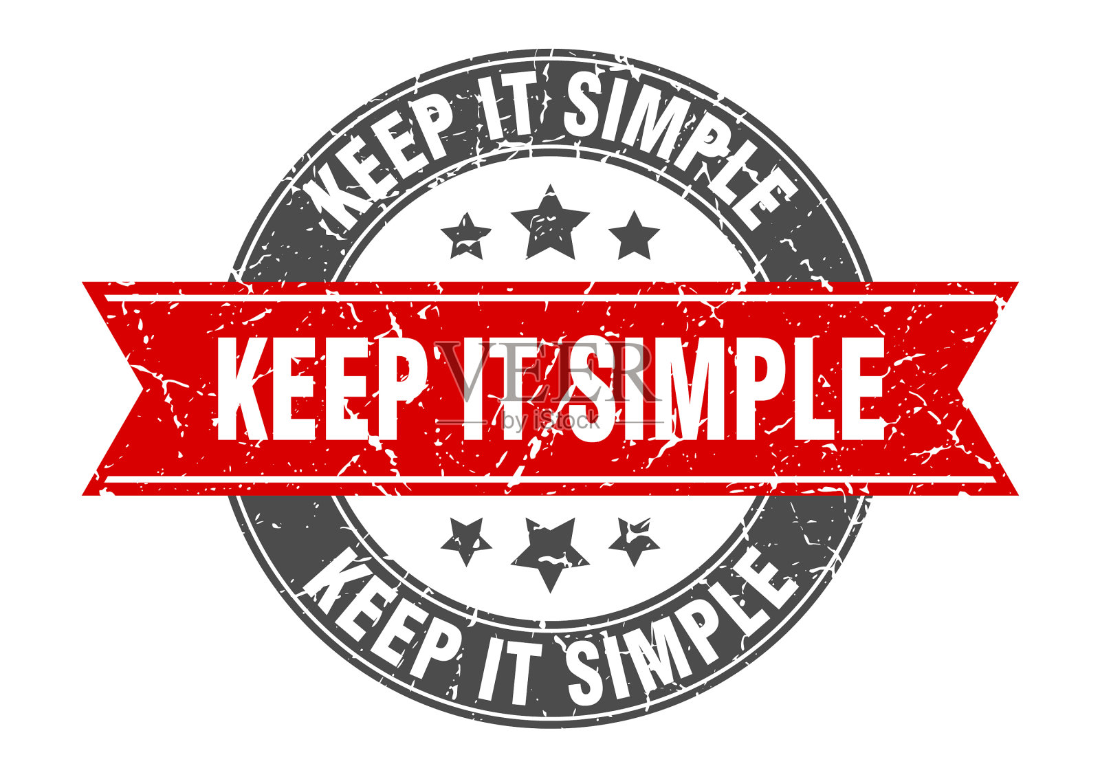 保持简单的圆形邮票与缎带标签标志插画图片素材