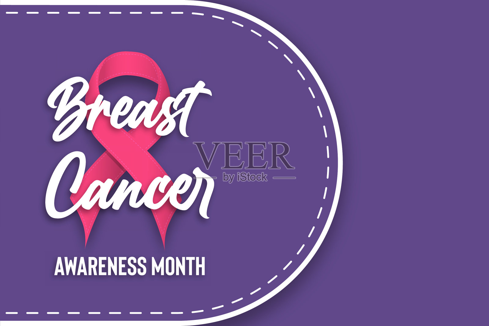 乳腺癌月粉色丝带卡片插画图片素材