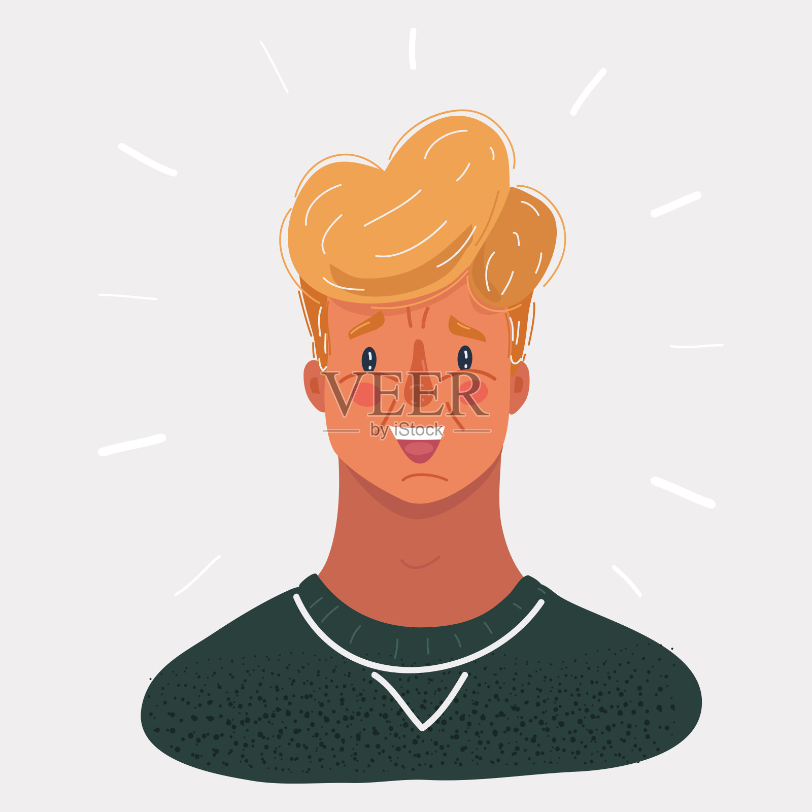 向量插图的年轻人的脸在白色的背景。插画图片素材