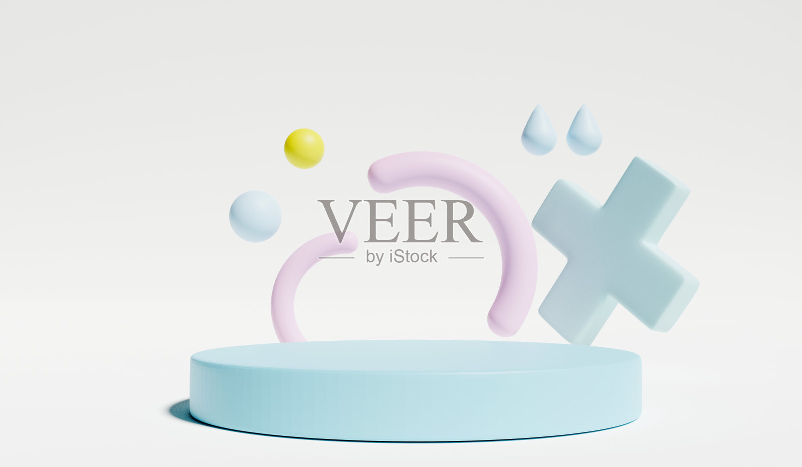 在婴儿房内部摆放和展示彩色粉笔。3 d渲染。广告场景,讲台展示或展示的极简模型。照片摄影图片