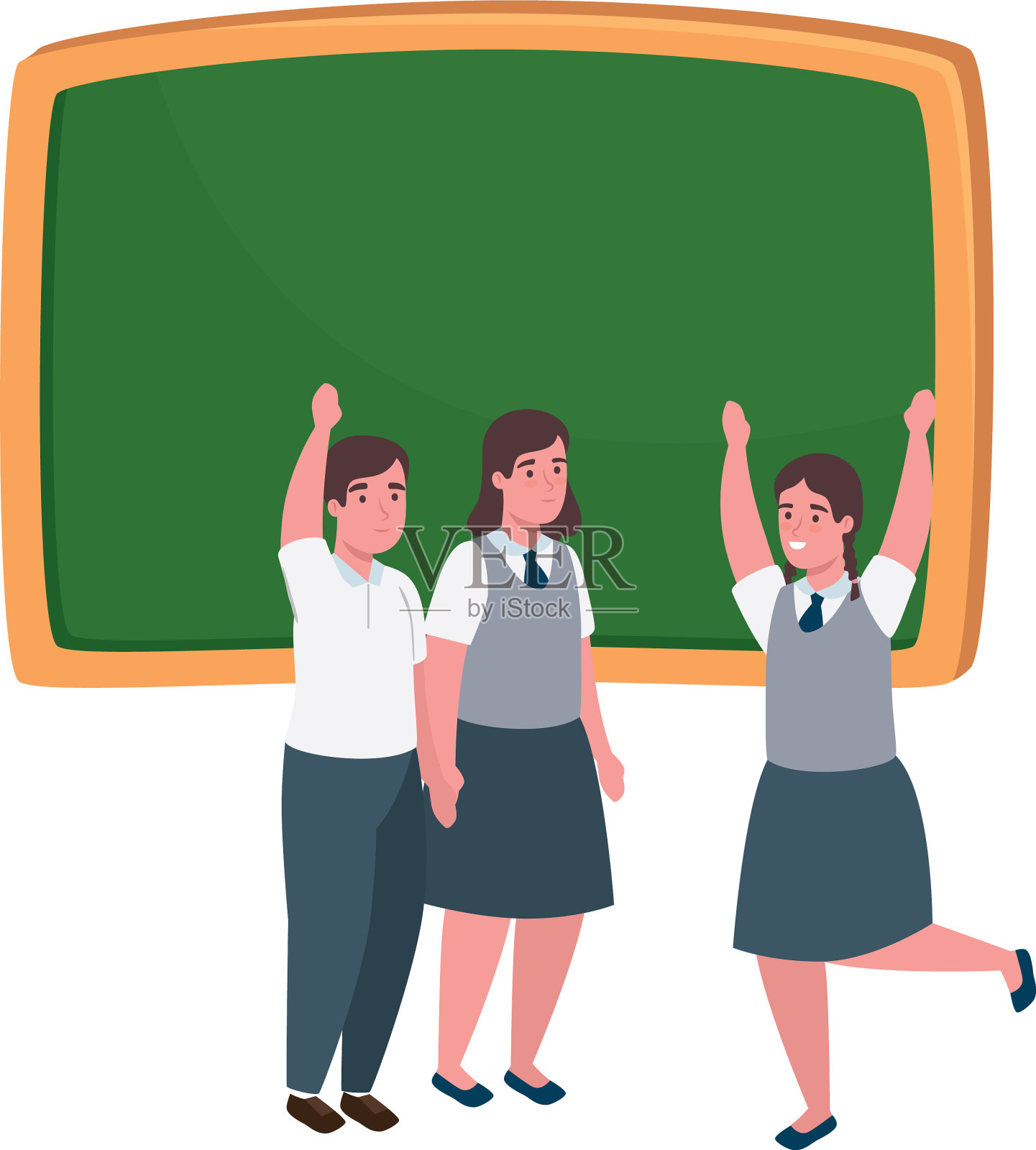 学校里的女生和男生都有黑板设计设计元素图片