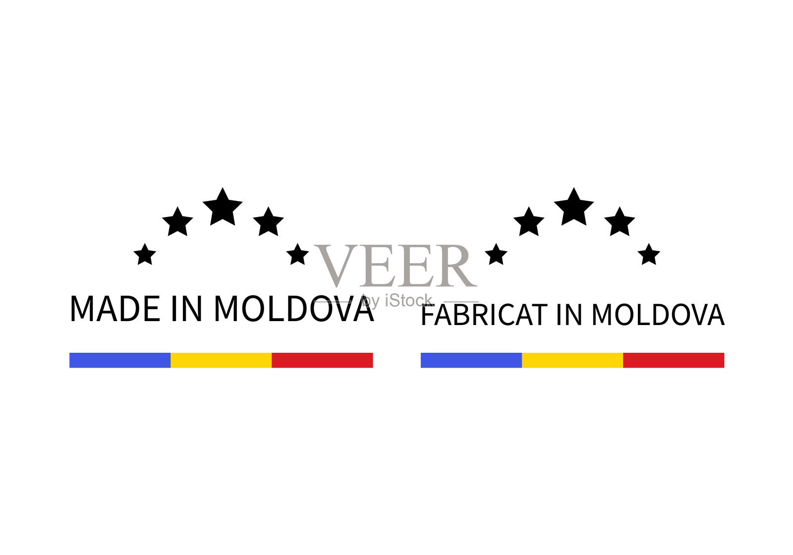 摩尔多瓦制造,英文和罗马尼亚文标签插画图片素材