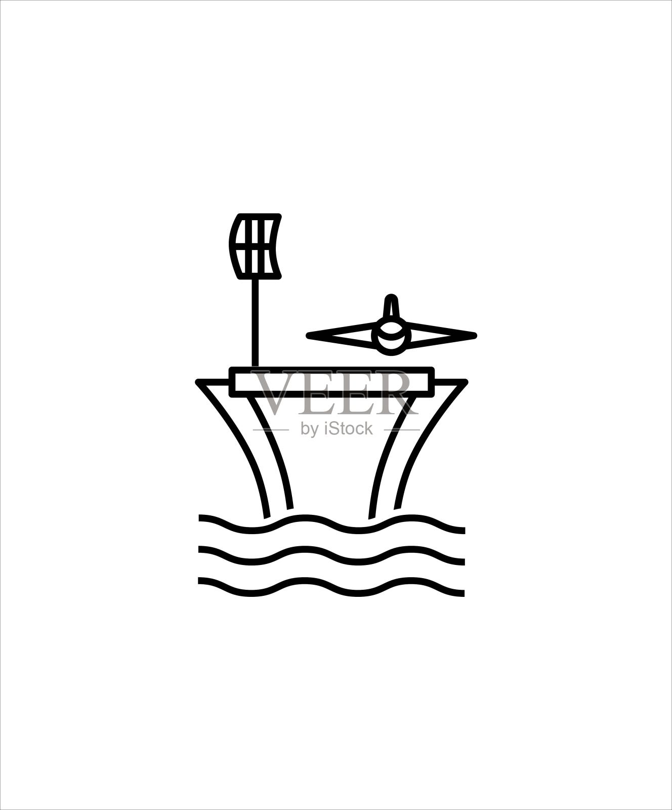 航空母舰图标,矢量最佳线图标。插画图片素材