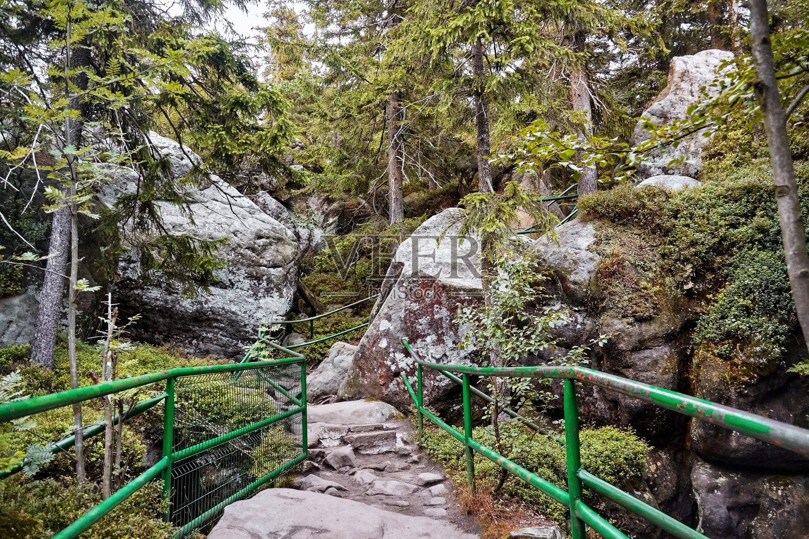 波兰Table Mountains的Szczeliniec Wielki峰徒步旅行路线照片摄影图片