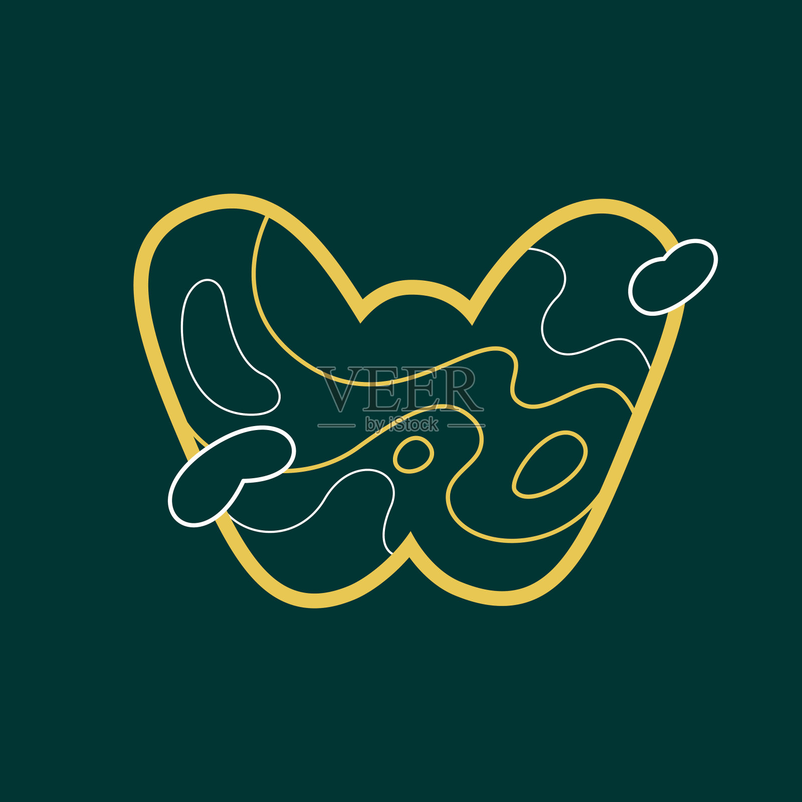 景观标志用地质线W字母图案。插画图片素材