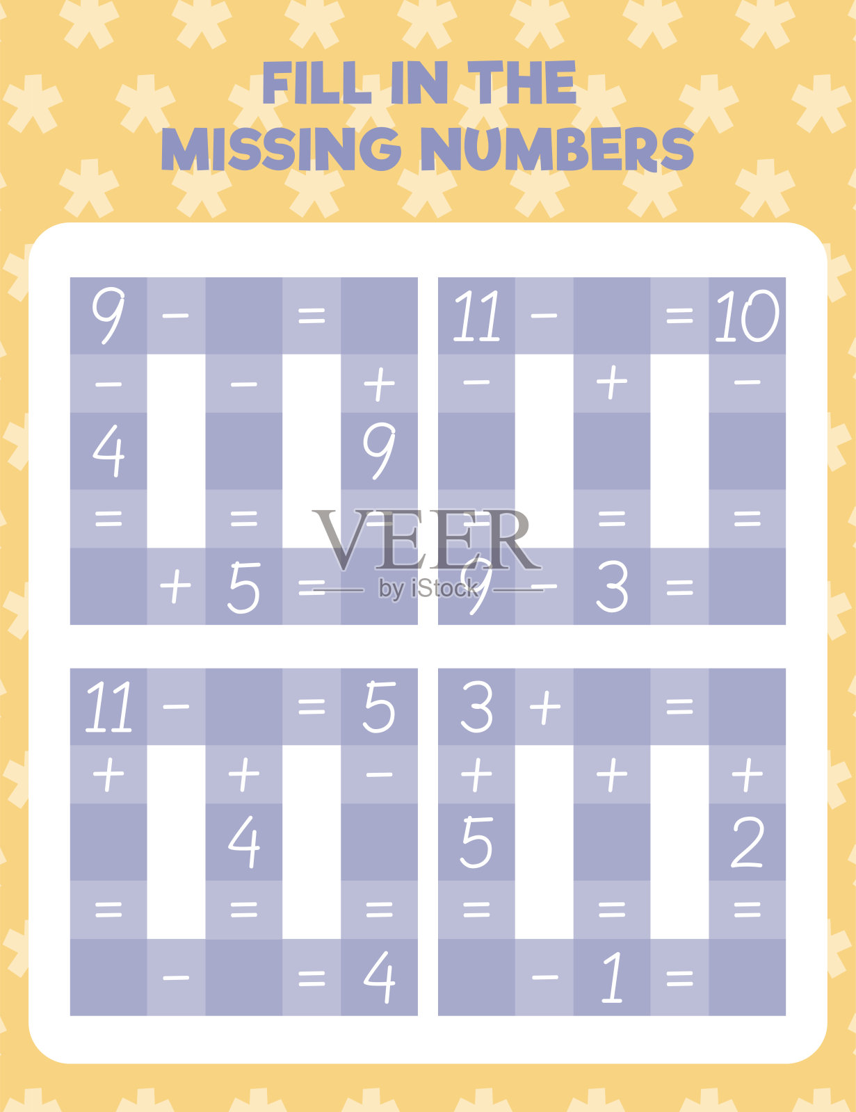 填上缺少的数字。插画图片素材