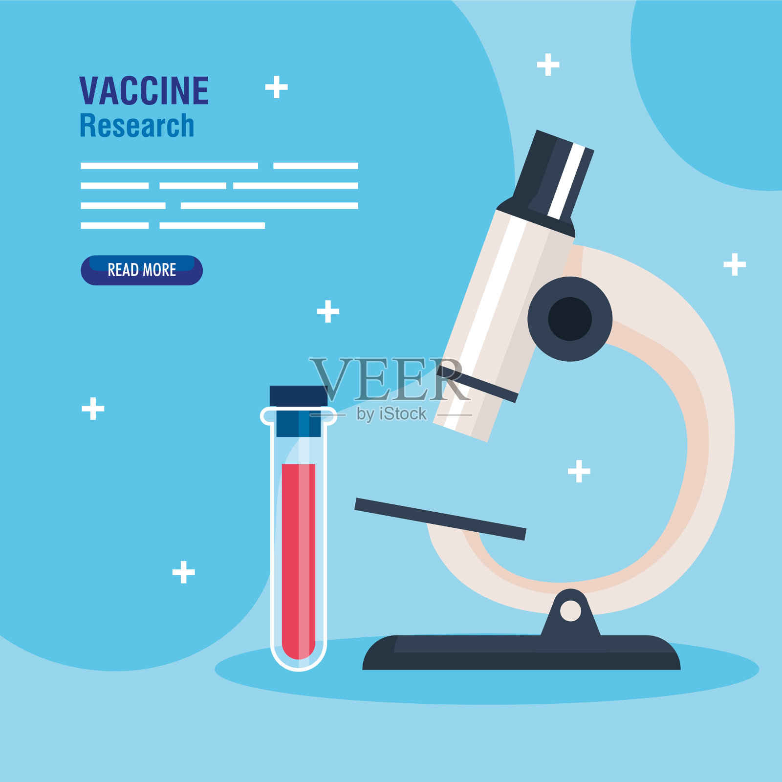医用疫苗的显微镜和试管研究插画图片素材