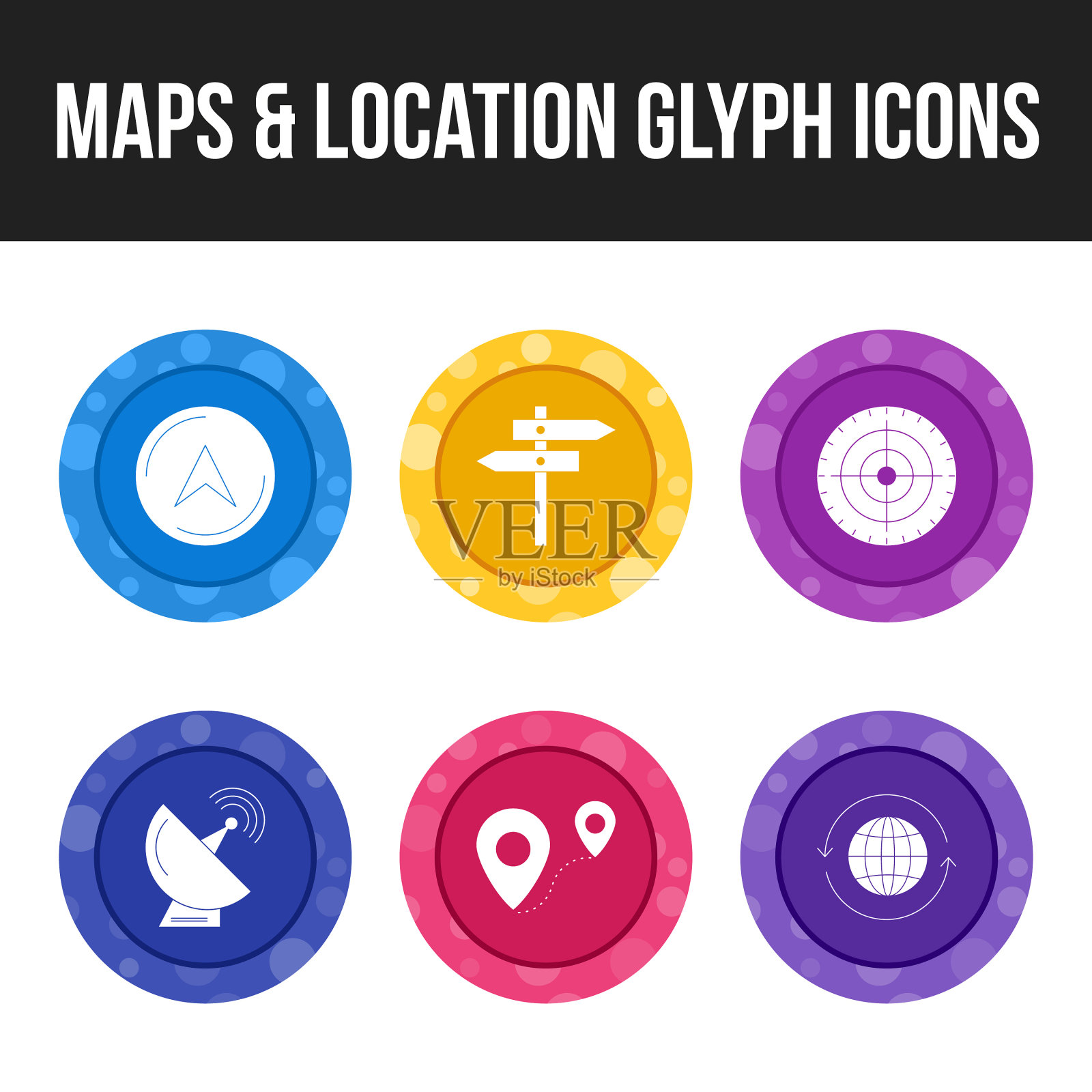 美丽的地图位置字形图标集图标素材