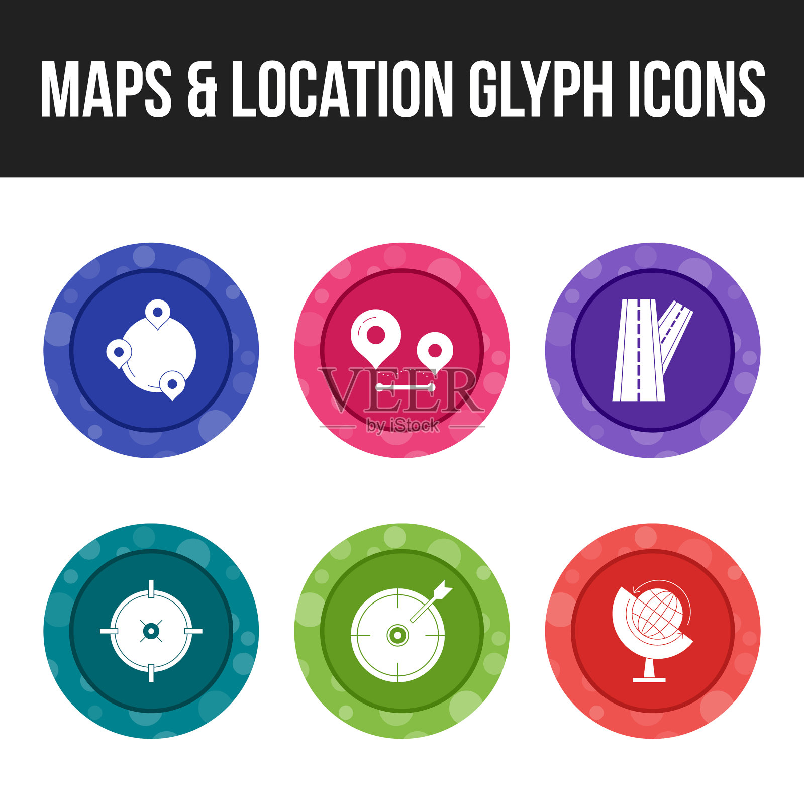 独特的图标集地图位置符号图标图标素材