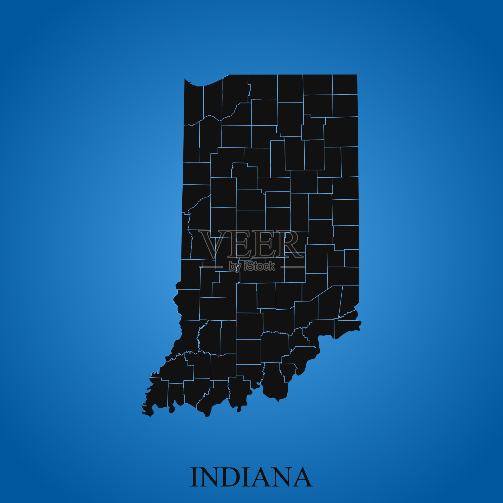印第安纳州地图插画图片素材