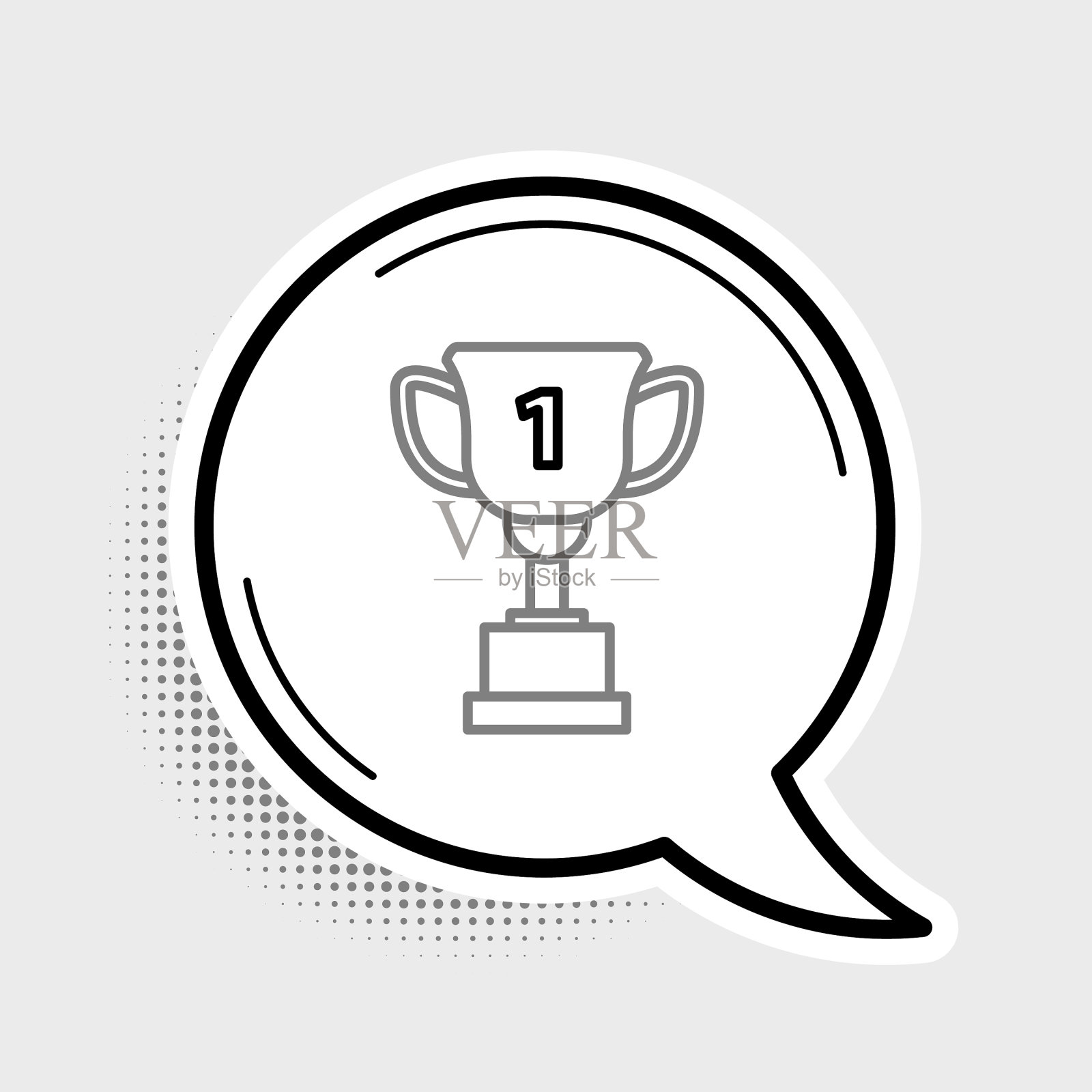 线奖杯图标孤立在灰色背景插画图片素材