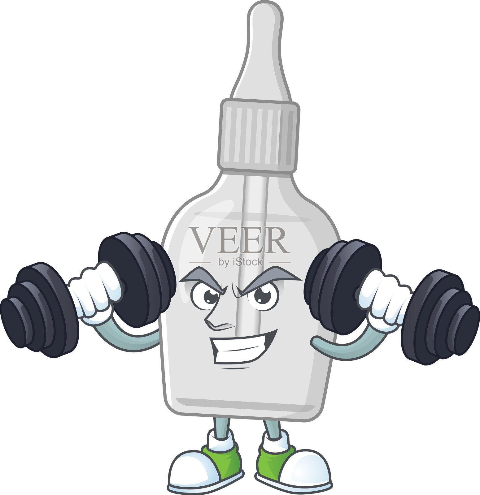 健身运动瓶与吸管使用杠铃设计元素图片